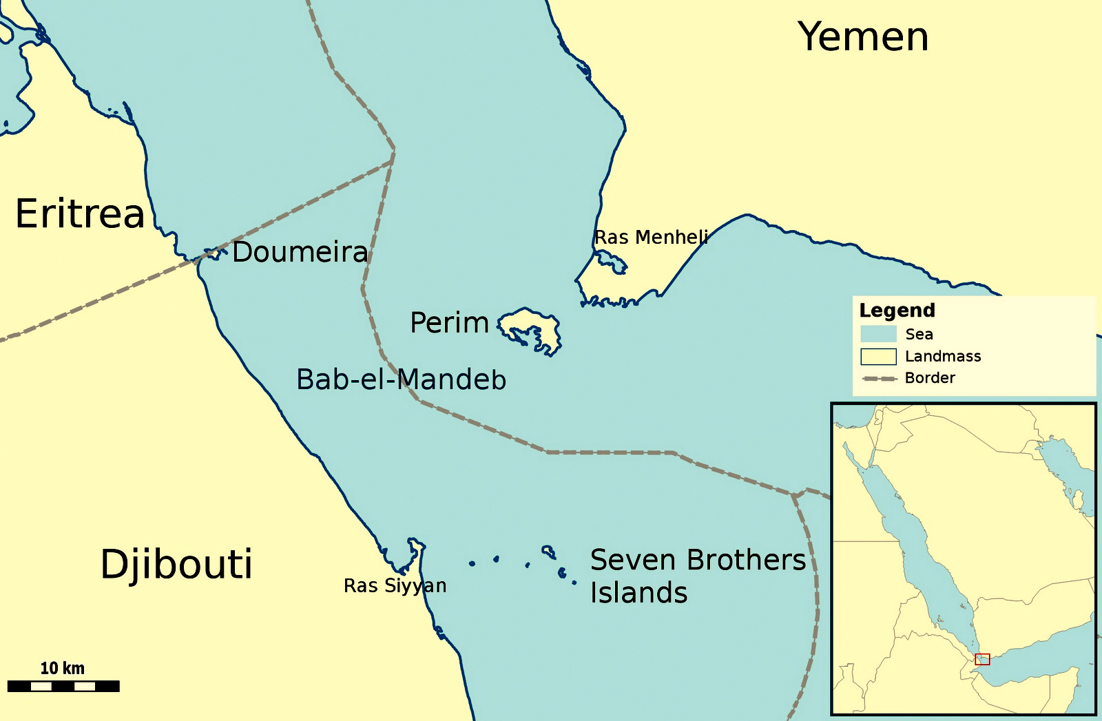 A Map of Bab-el-Mandeb, the world’s primary oil route connecting the Red Sea to the Aiden Sea.