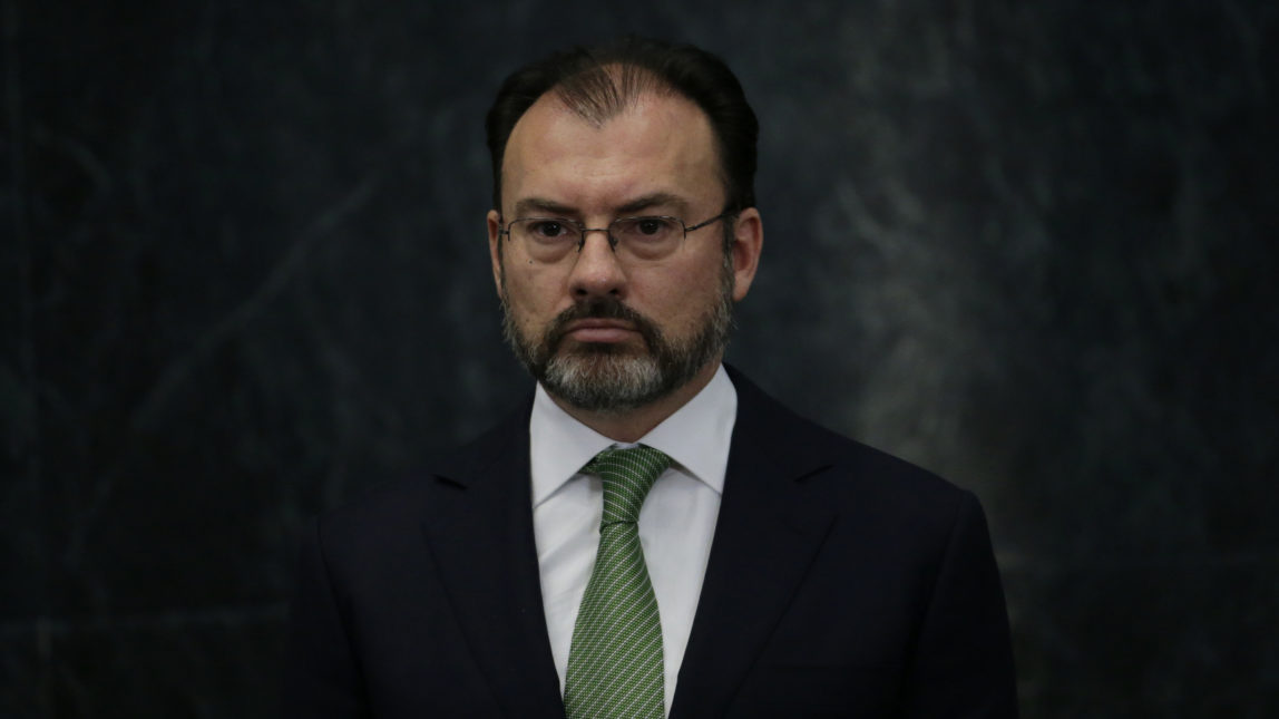 Mexico's new Foreign Relations Secretary Luis Videgaray stands during a press conference at the Los Pinos presidential residence in Mexico City. Videgaray said Tuesday, Jan. 10, that the country isn’t only willing to negotiate changes to the North American Free Trade Agreement, it wants negotiations as soon as possible. (AP/Marco Ugarte)