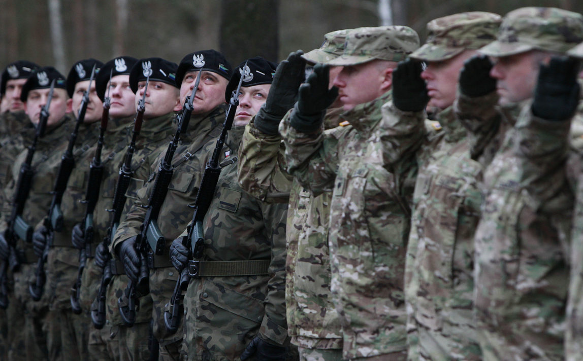 U.S. Army soldiers are welcomed in Zagan, Poland, Thursday, Jan. 12, 2017. (AP/Czarek Sokolowski)