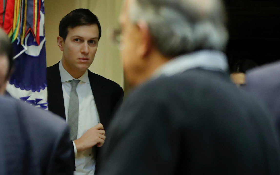 White House Senior Adviser Jared Kushner arrives for a meeting between President Donald Trump and automobile leaders in the Roosevelt Room of the White House in Washington, Tuesday, Jan. 24, 2017. (AP/Pablo Martinez Monsivais)