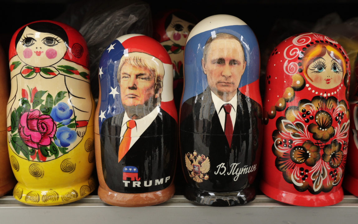 Traditional Russian wooden dolls called Matryoshka are displayed at a souvenir street shop in St.Petersburg, Russia.﻿ (AP/Dmitri Lovetsky)