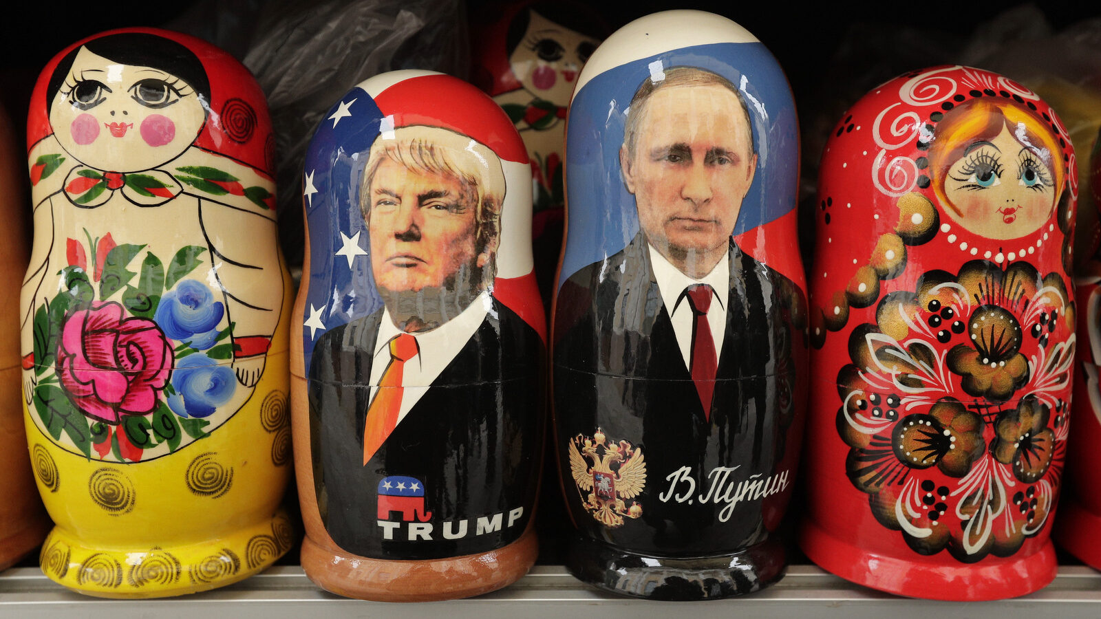Traditional Russian wooden dolls called Matryoshka are displayed at a souvenir street shop in St.Petersburg, Russia.﻿ (AP/Dmitri Lovetsky)