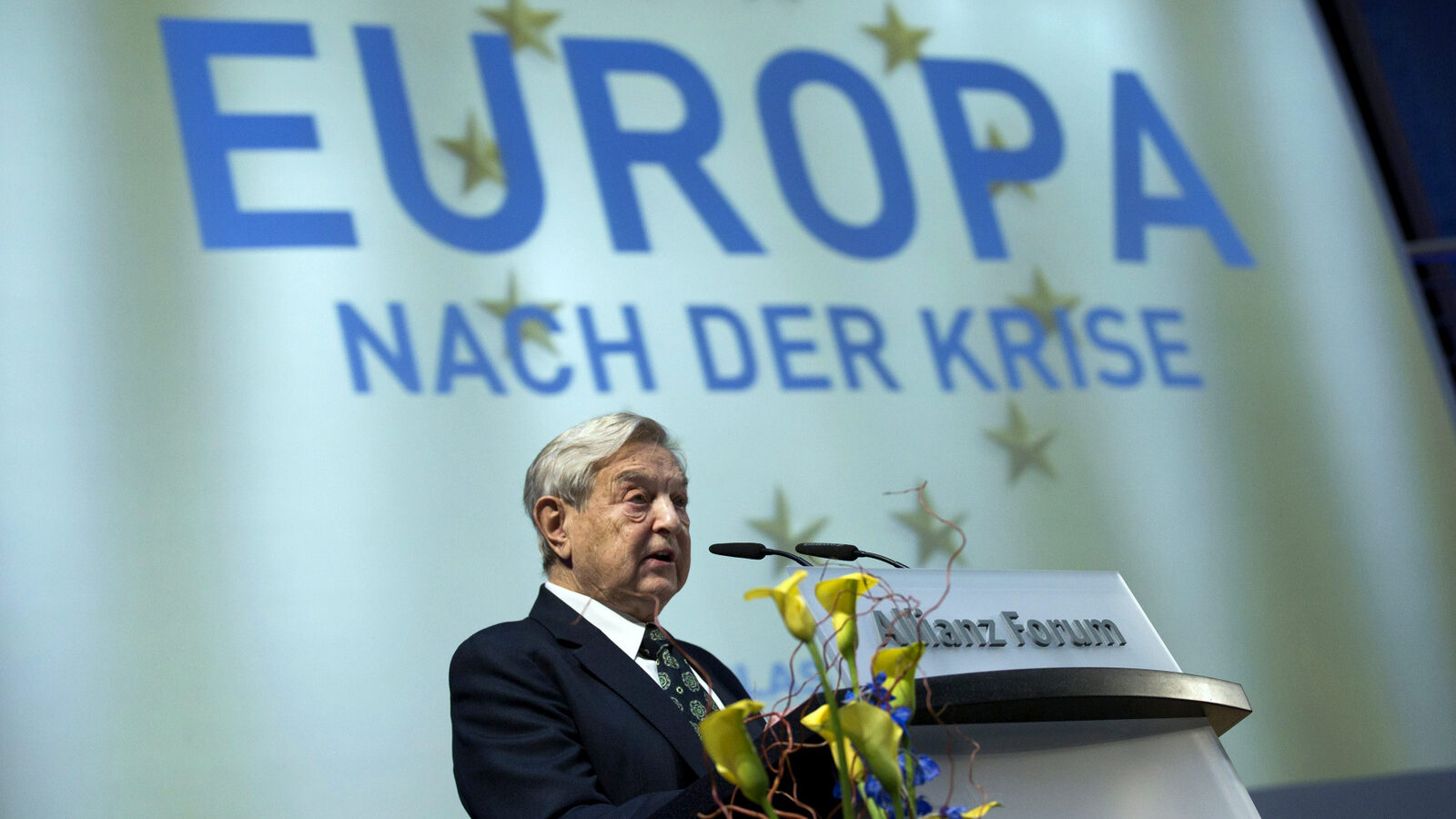 Soros Fund Management Chairman George Soros speaks at the Nicolas Berggruen Conference in Berlin, Germany, Oct. 30, 2012. (AP/Thomas Peter)