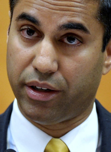 FCC commissioner Ajit Pai presents his dissent during a Federal Communications Commission (FCC) hearing at the FCC in Washington. (AP/Susan Walsh)