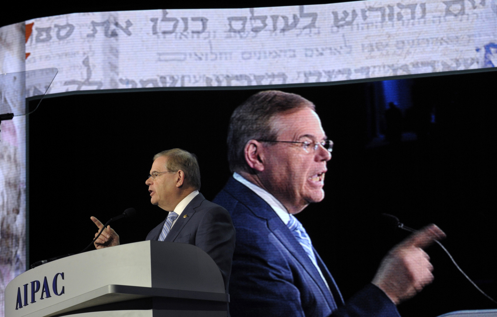 Senate Foreign Relations Committee Chairman Sen. Robert Menendez, D-N.J., addresses the American-Israeli Public Affairs Committee (AIPAC) 2013 Policy Conference. (AP/Susan Walsh)