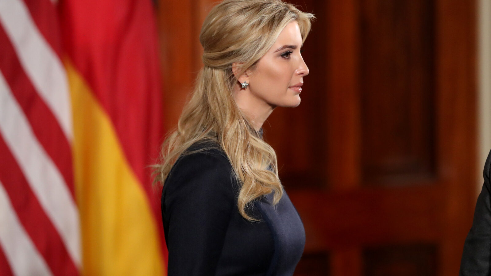 Ivanka Trump, the daughter of President Donald Trump, arrives before a joint news conference with President Donald Trump and German Chancellor Angela Merkel in the East Room of the White House in Washington, Friday, March 17, 2017. (AP/Andrew Harnik)
