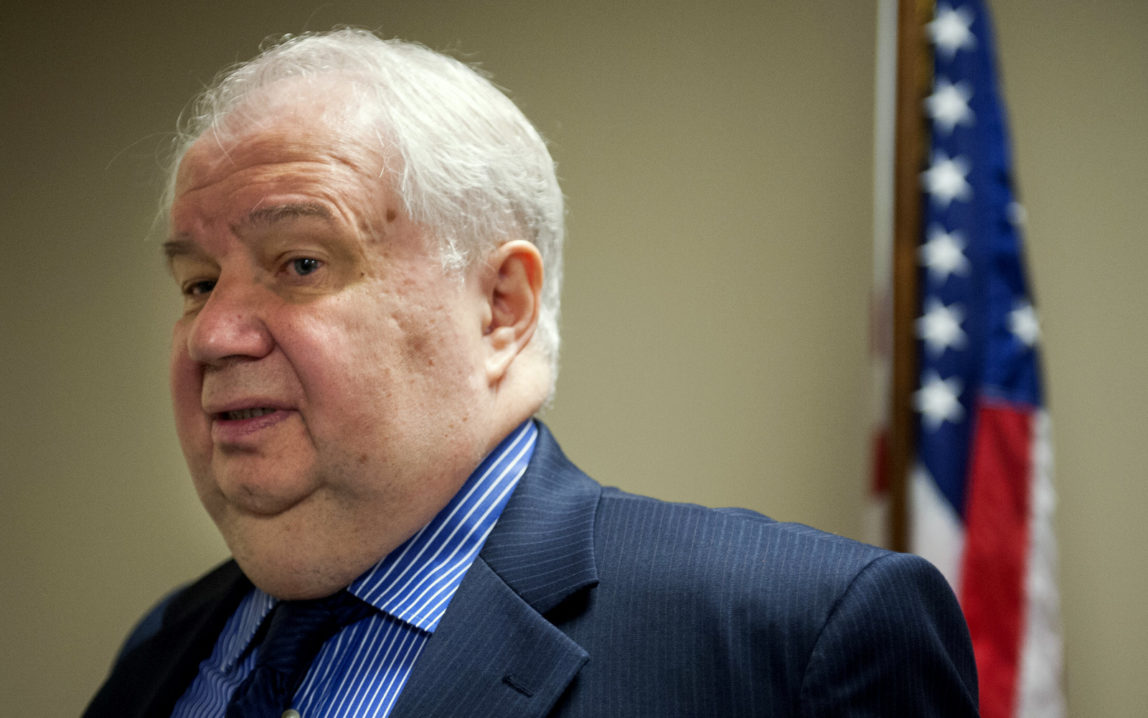 Sergey Kislyak, Russia's ambassador to the U.S. speaks with reporters at the Center for the National Interest in Washington. (AP/Cliff Owen)