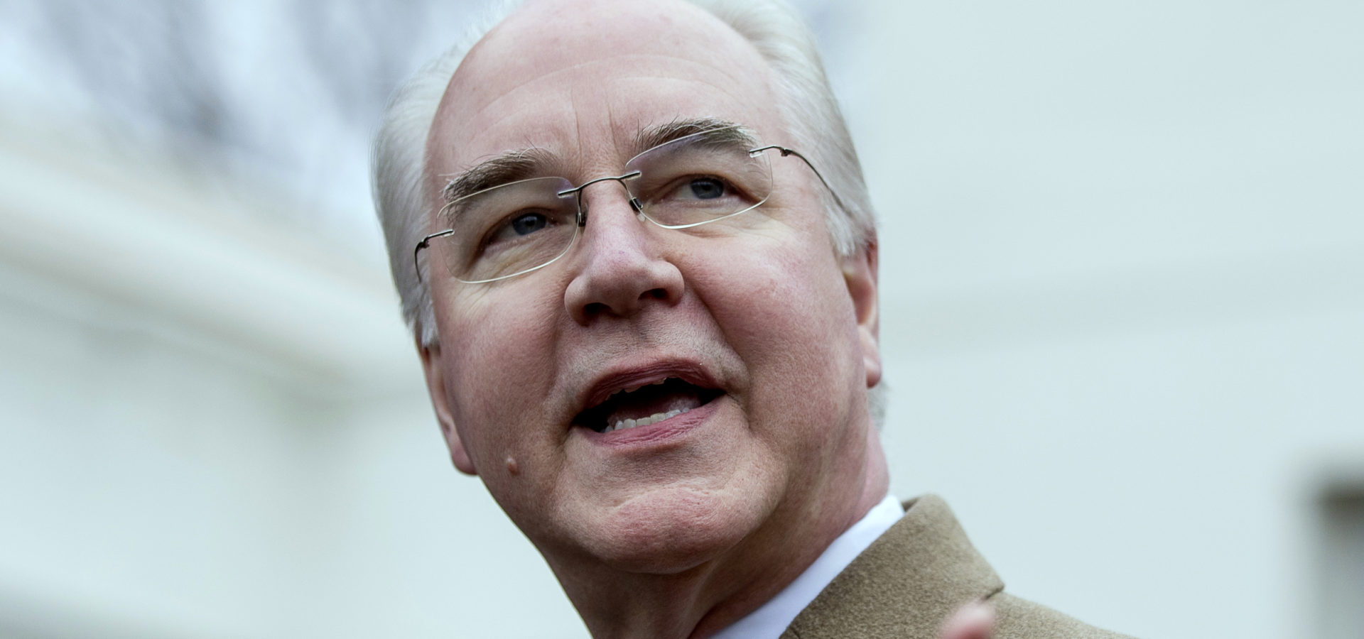 Health and Human Services Secretary Tom Price speaks outside the West Wing of the White House in Washington, Monday, March 13, 2017, after Congress' nonpartisan budget analysts reported that millions people would lose coverage next year under the House bill dismantling former President Barack Obama's health care law. (AP/Andrew Harnik)