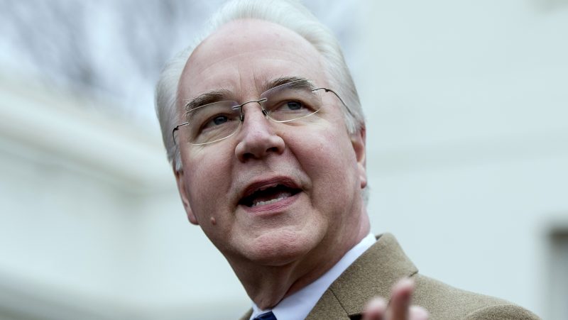 Health and Human Services Secretary Tom Price speaks outside the West Wing of the White House in Washington, Monday, March 13, 2017, after Congress' nonpartisan budget analysts reported that millions people would lose coverage next year under the House bill dismantling former President Barack Obama's health care law. (AP/Andrew Harnik)