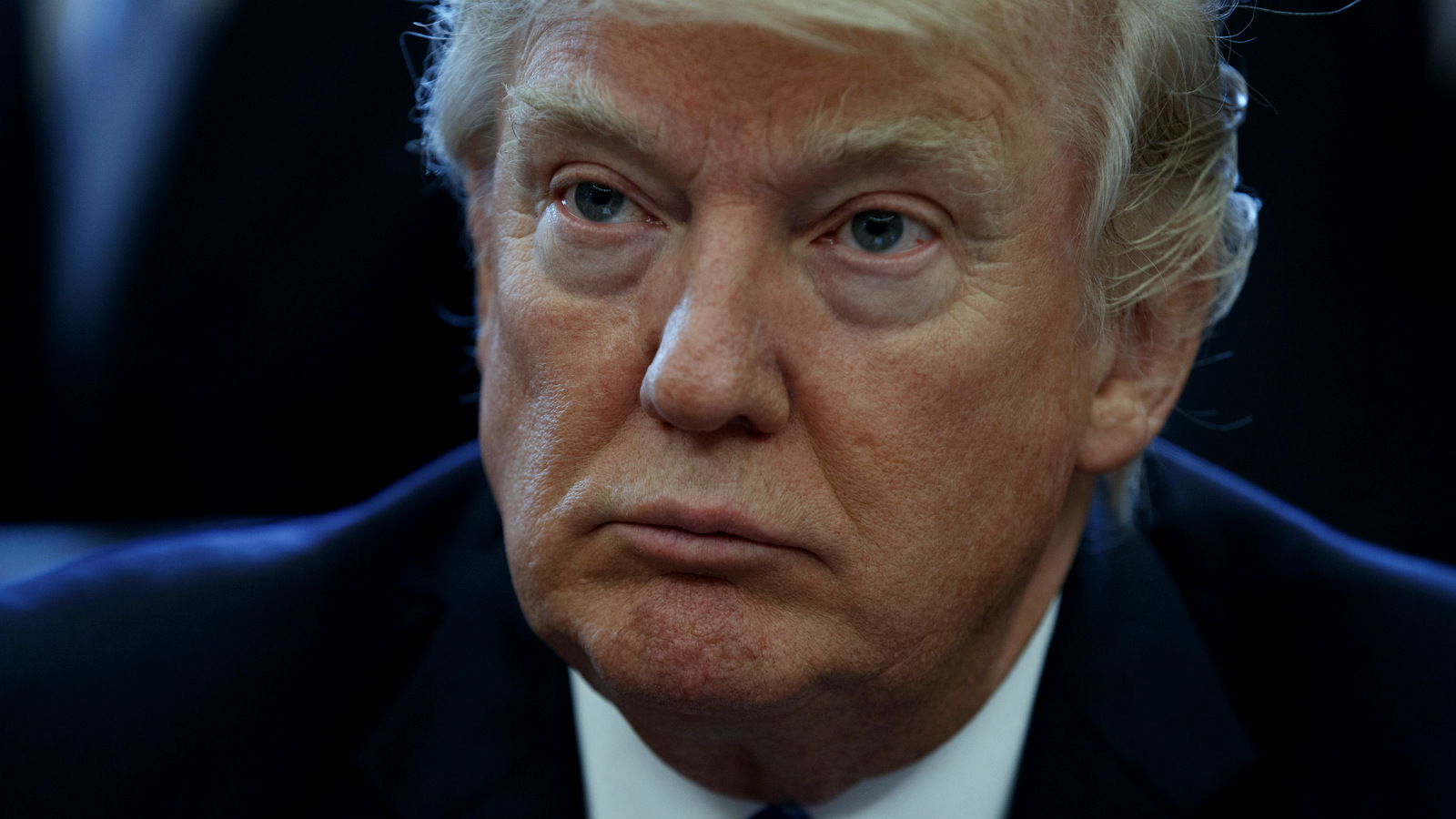 President Donald Trump pauses in the Oval Office of the White House in Washington Friday, March 24, 2017, during an announcement on the approval of a permit to build the Keystone XL pipeline. (AP/Evan Vucci)