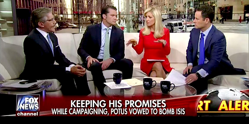 A screenshot from Fox News featuring the networks coverage on President Trump's use of the 'MOAB' in Afghanistan.