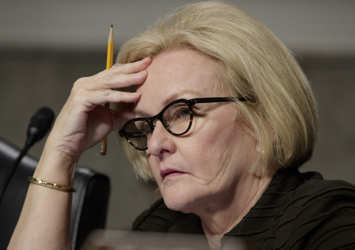 Sen. Claire McCaskill, D-Mo. listens on Capitol Hill in Washington. McCaskill is seeking information from manufacturers of the top-selling opioid products in the United States to determine whether drugmakers have contributed to an overuse of the pain killers, with a few very notable exceptions. (AP/J. Scott Applewhite)