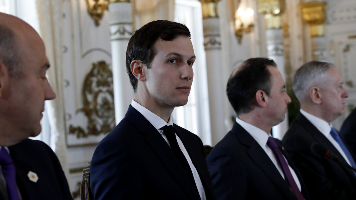White House Senior Adviser Jared Kushner, listen during a bilateral meeting with President Donald Trump and Chinese President Xi Jinping at Mar-a-Lago, Friday, April 7, 2017, in Palm Beach, Fla. (AP/Alex Brandon)