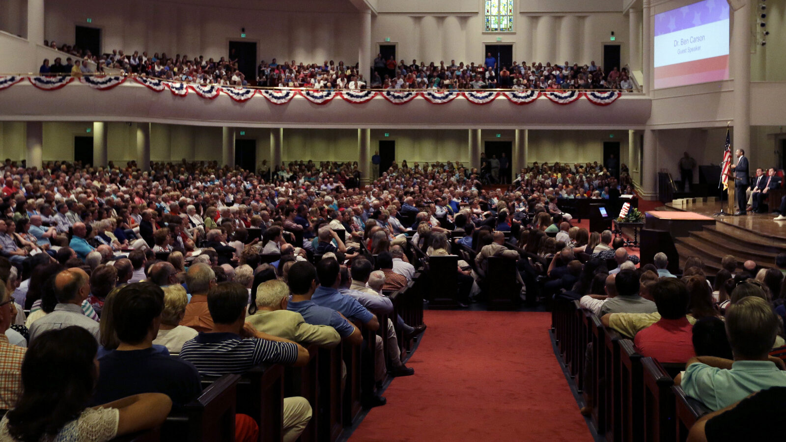 Ben Carson, former candidate for the Republican presidential nomination, speaks to the congregation of Briarwood Presbyterian Church, June 28, 2015, in Birmingham, Ala. (AP/Butch Dill)