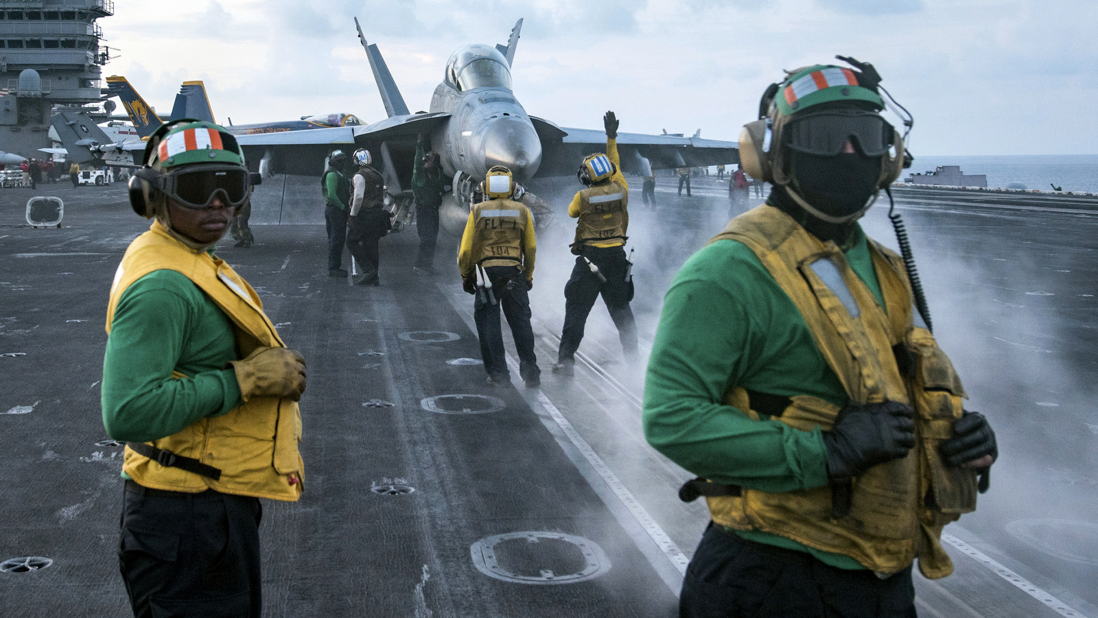 Sailors conduct flight operations on the aircraft carrier USS Carl Vinson (CVN 70) flight deck on April 8, 2017. The Trump administration deployed an aircraft carrier water near North Korea this week in an apparent show of force. (U.S. Navy via AP)