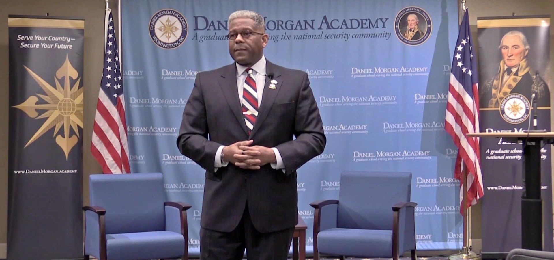 Former US Congressman and Fox News regular Allen West speaks at from Florida speaks at the Daniel Morgan Academy in downtown Washington. (Photo: Vimeo)