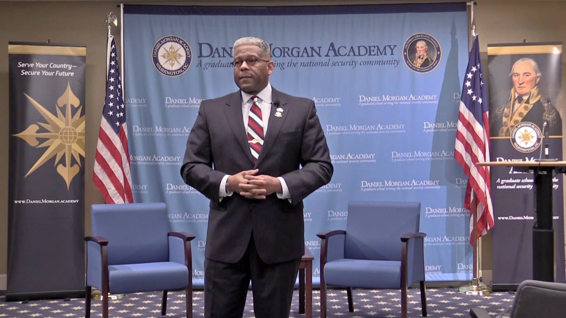 Former US Congressman and Fox News regular  Allen West speaks at from Florida speaks at the  Daniel Morgan Academy in downtown Washington. (Photo: Vimeo)