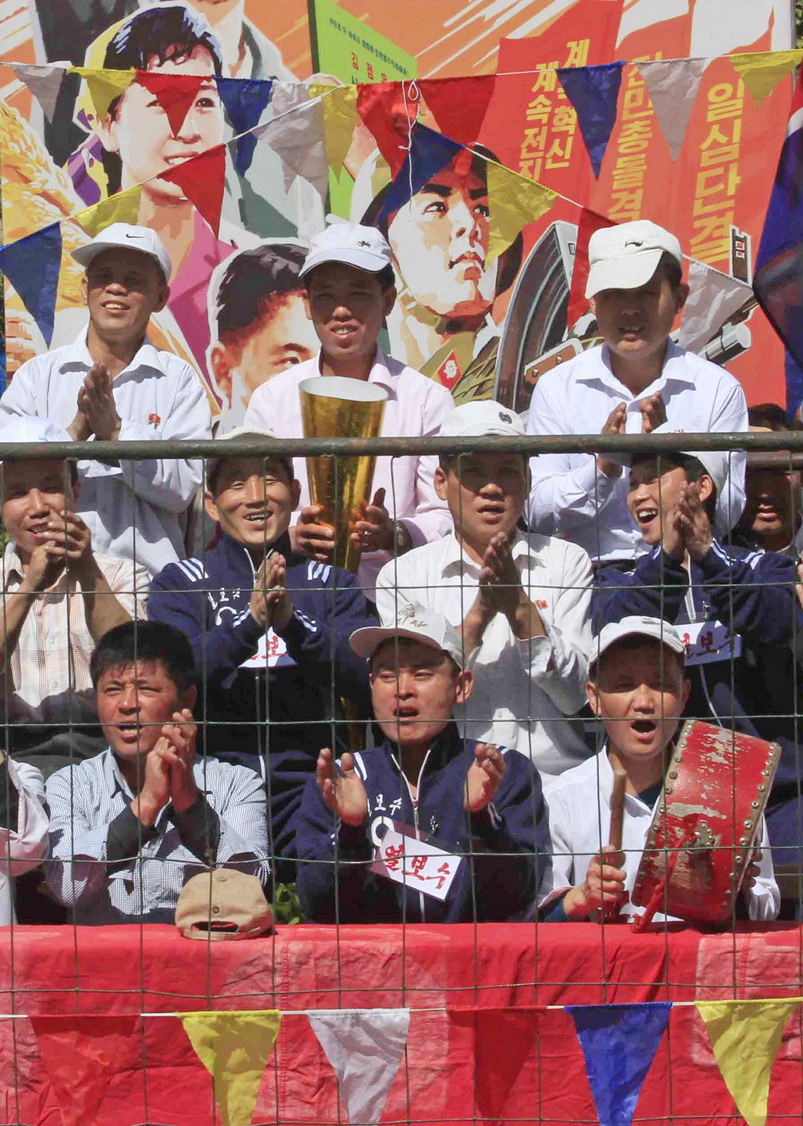 North Korean workers celebrate May Day at the Pyongyang Thermal Power Complex in Pyongyang, North Korea, Monday, May 1, 2017. International Workers' Day, which is also known as Labor Day in some countries, is being celebrated worldwide. 