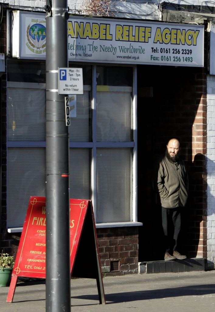 The Manchester offices of the Sanabel Relief Agency, Feb. 9, 2006.  The United States shut down the agency due to "support to Libyan Islamic Fighting Group jihadist activities", an al-Qaida affiliated terror organization. (AP/Jon Super)