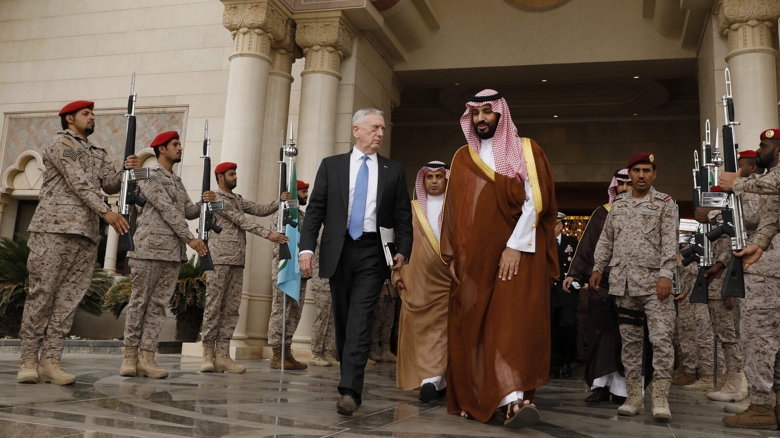 U.S. Defense Secretary James Mattis departs after his meeting with Saudi Arabia's Deputy Crown Prince and Defense Minister Mohammed bin Salman in Riyadh, Saudi Arabia. (Jonathan Ernst/AP)