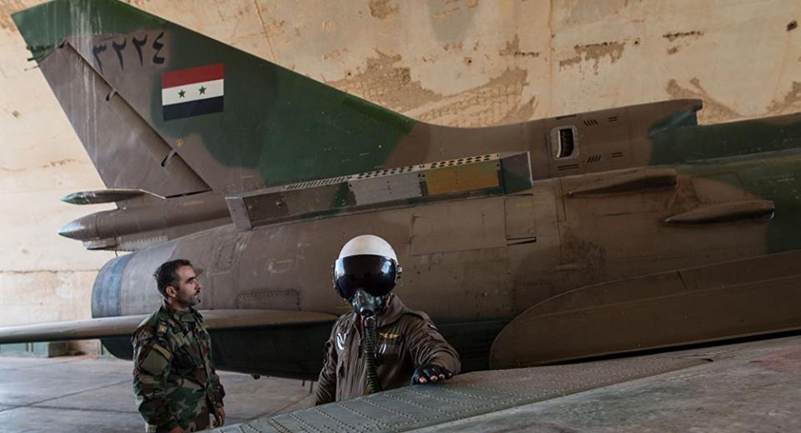 The fin and rear fuselage of a Syrian Airfore Su-22M, The same type of aircraft shot down by US forces while engaging ISIS targets fleeing Raqqa , Syria. (Photo: A.V.)