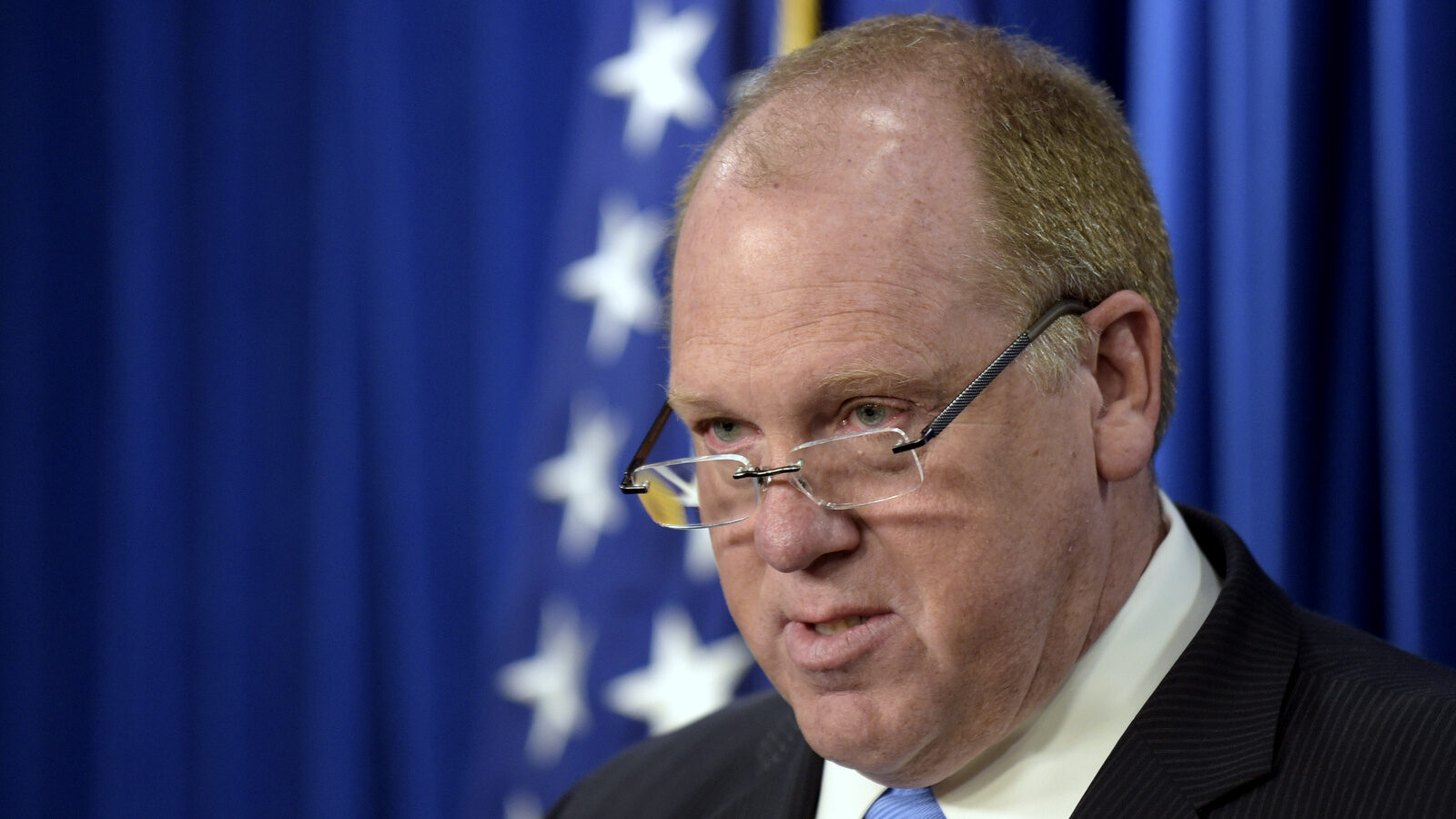 Ice Cheif Tom Homan speaks at the announcement of the new Victims of Immigration Crime Engagement (VOICE) office at a news conference in Washington, April 26, 2017. (AP/Susan Walsh)