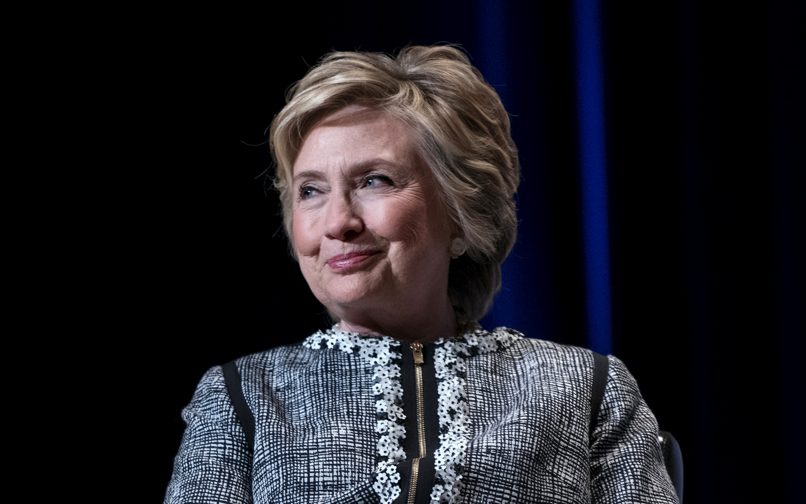 Former Secretary of State Hillary Clinton pauses while speaking during the Book Expo event in New York, June 1, 2017. (AP/Craig Ruttle)