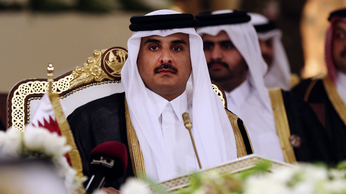 Qatar's Emir Sheikh Tamim bin Hamad Al-Thani attends a Gulf Cooperation Council summit in Doha, Qatar. (AP/Osama Faisal)