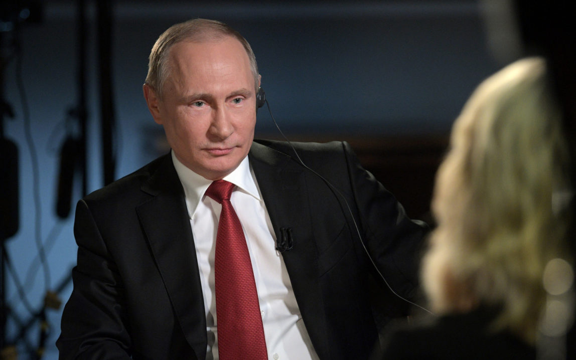 President Vladimir Putin in an interview with NBC's "Sunday Night with Megyn Kelly" in St. Petersburg, Russia . (Alexei Druzhinin/Sputnik)