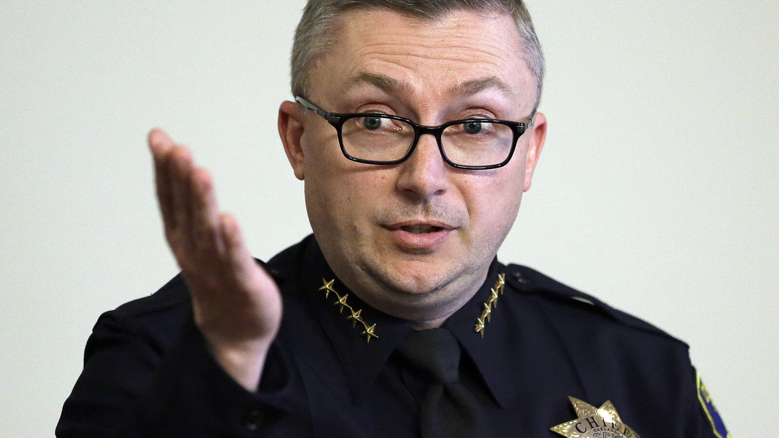 Oakland Chief of Police Sean Whent speaks during a news conference in Oakland, Calif. In a court filing Wednesday, June 21, 2017. (AP/Ben Margot)