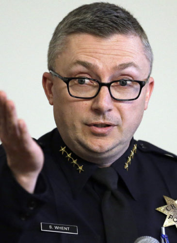 Oakland Chief of Police Sean Whent speaks during a news conference in Oakland, Calif. In a court filing Wednesday, June 21, 2017. (AP/Ben Margot)