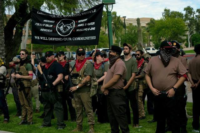 Phoenix John Brown Gun Club at a MAGA rally in Arizona.