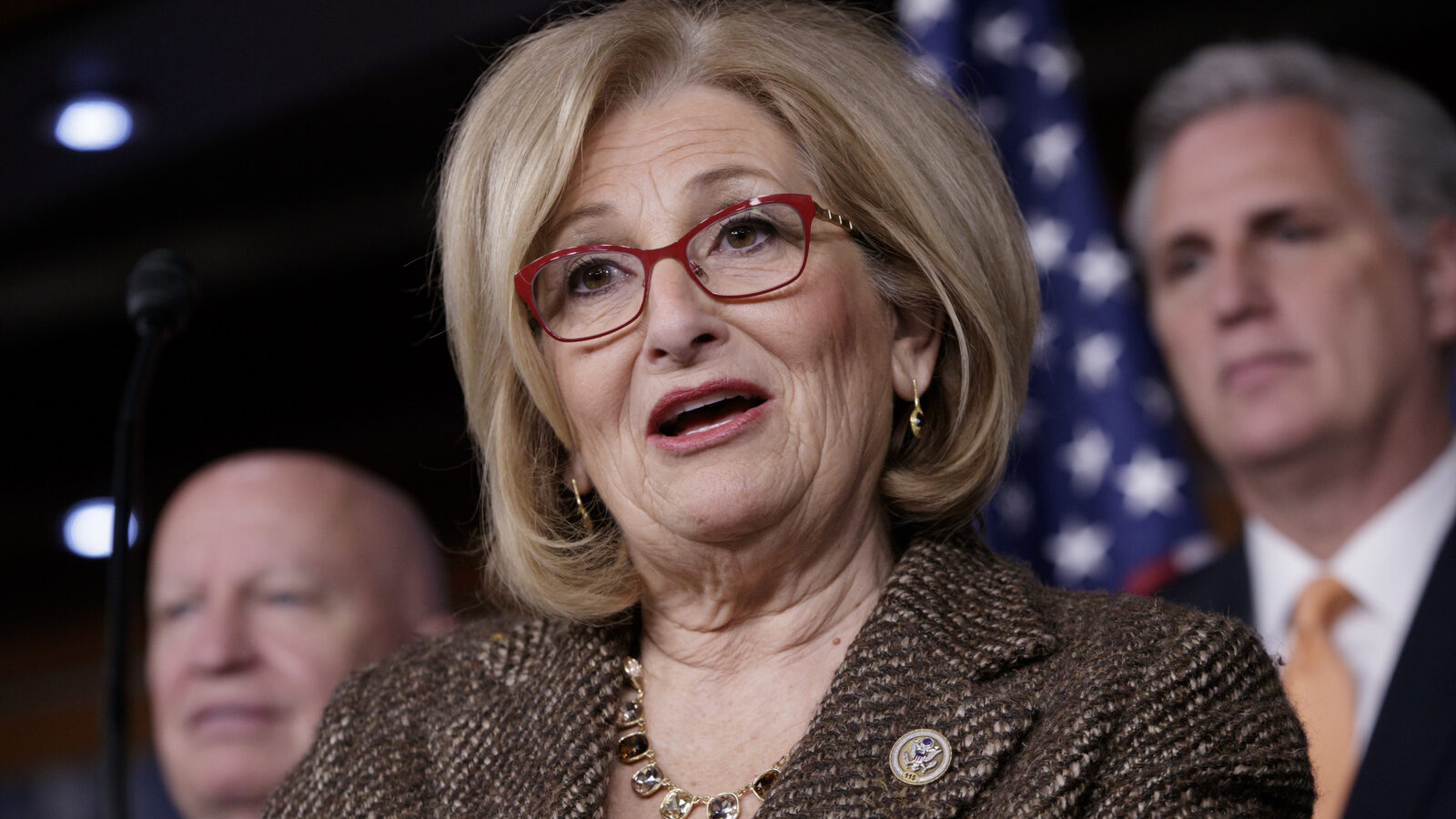 House Budget Committee Chair Rep. Diane Black, R-Tenn. speaks on Capitol Hill in Washington. House Republicans on, July 18, 2017, unveiled a budget that makes deep cuts in food stamps and other social safety net programs while boosting military spending by billions. (AP/J. Scott Applewhite)