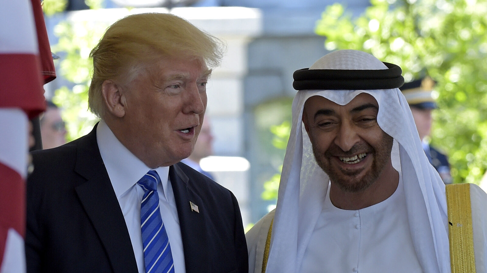 President Donald Trump welcomes Abu Dhabi's Crown Prince Sheikh Mohammed bin Zayed Al Nahyan to the White House in Washington,, May 15, 2017. (AP/Susan Walsh)