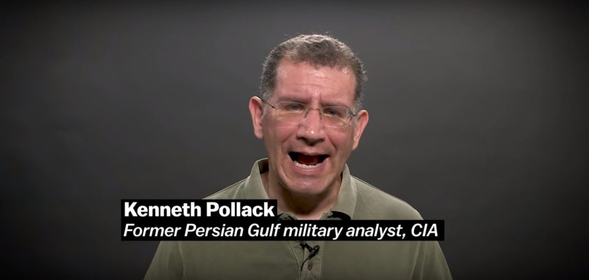 A screenshot from Vox's "The Middle East’s Cold War, Explained”, featuring CIA analyst Kenneth Pollack.