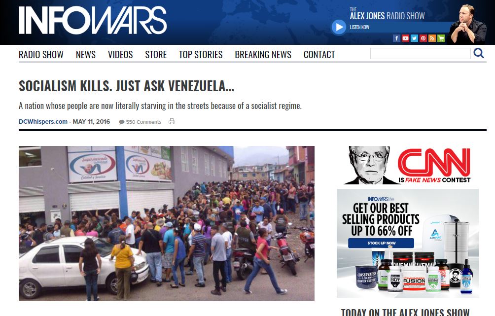 Un artículo publicado el 11 de mayo de 2016 en Infowars.com de DCWhispers.com.