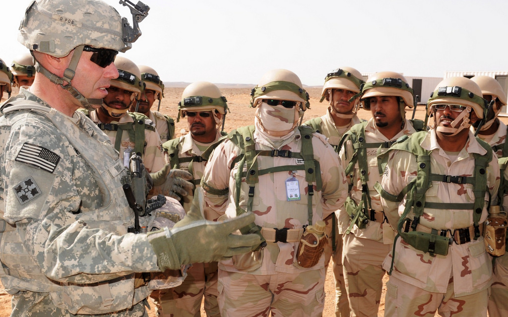 U.S. and Saudi troops engage in a joint training exercise in Saudi Arabia. The Pentagon announced last Friday that, for the first time, U.S. boots are officially on the ground on Yemen. (U.S. Army Photo)