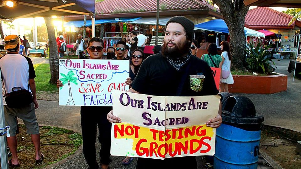 Guamanians protest the use of their land for military exercises and testing. (Photo: Michael Lujan Bevacqua)