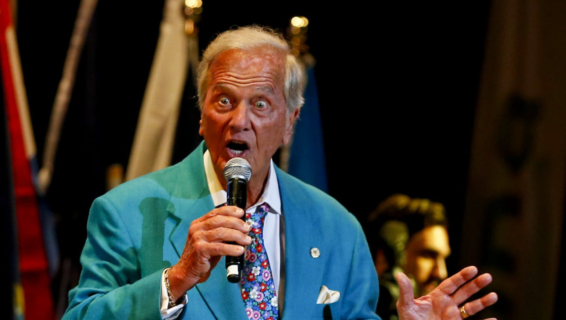 Pat Boone sings at the National Senior Games, Friday, June 9, 2017, in Birmingham, Ala. (AP/Butch Dill)