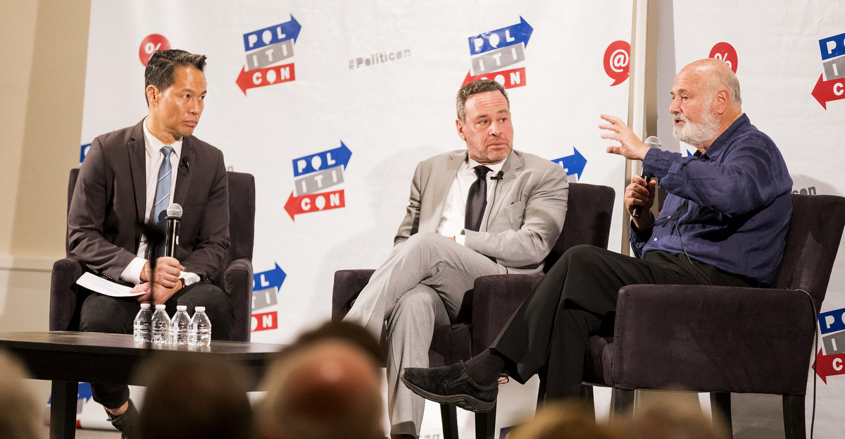 Richard Lui, David Frum and Rob Reiner attend Politicon at The Pasadena Convention Center on Saturday, Aug. 29, 2017, in Pasadena, Calif. (Photo by Colin Young-Wolff/Invision/AP)
