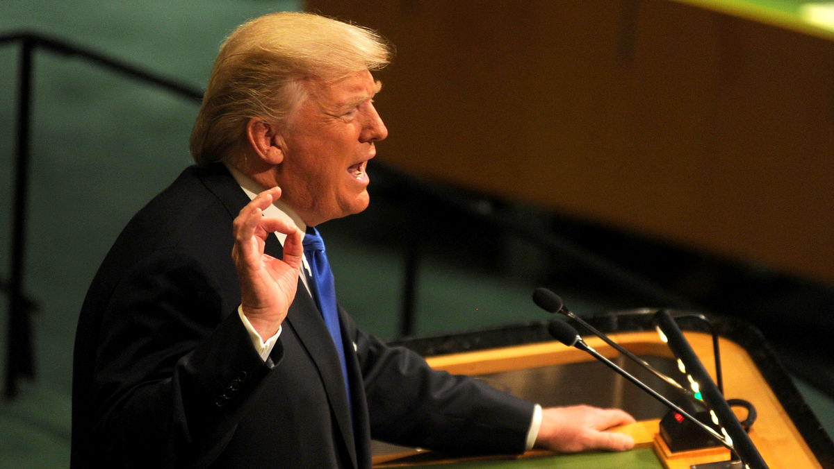 President Donald Trump speaks to world leaders at the 72nd United Nations General Assembly at UN headquarters in New York on September 19, 2017 in New York City. (Photo: MediaPunch/IPX via AP)