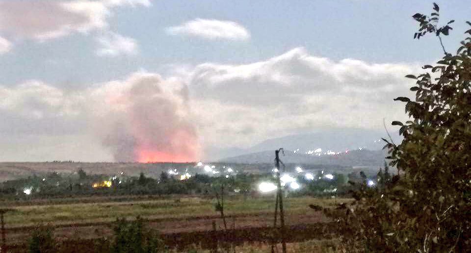 A photo, allegedly of the Israeli airstrike on Masyaf in western Syria. (Photo: Twitter)