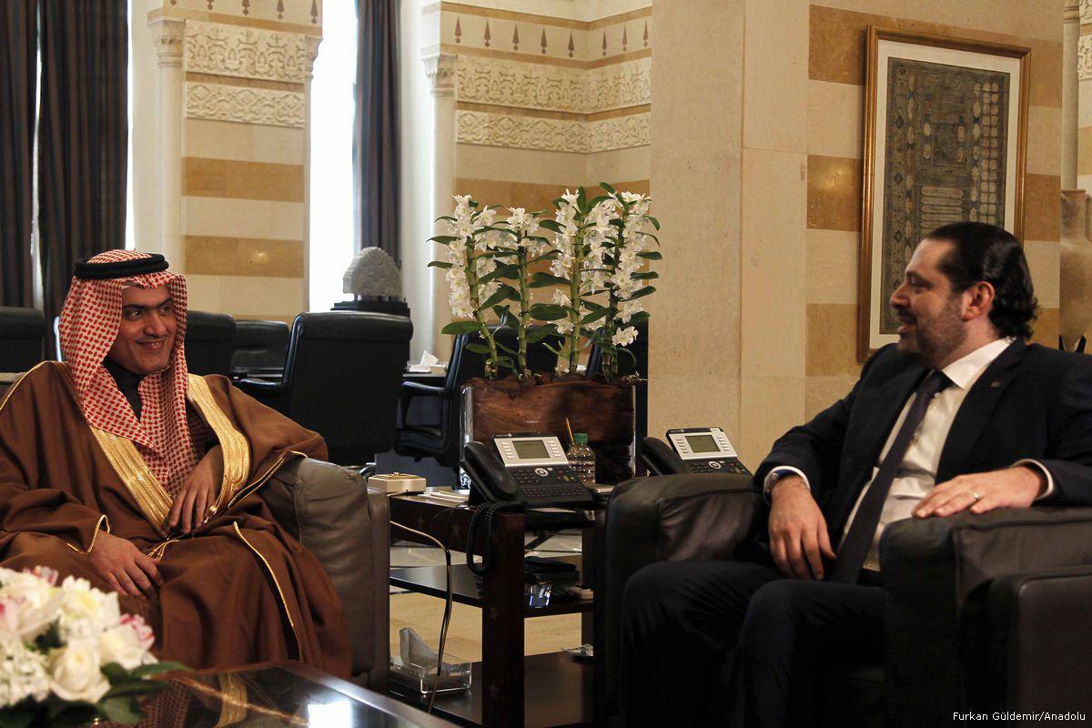 Lebanese Prime Minister Saad Hariri, picture right, meets with Saudi Arabia's Arab Gulf Affairs Minister Thamer al-Sabhan in Beirut, Lebanon on February 6 2017. (Furkan Güldemir/Anadolu)