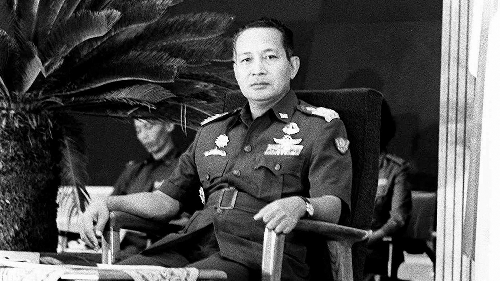 FILE - In this March 12, 1967, file photo. Gen. Suharto, is seated during a ceremony in Jarkata, Indonesia, in which he was formally sworn-in by Congress as the new acting president replacing President Sukarno. It was the darkest episode in Indonesia’s modern history: a bloody anti-communist purge that left perhaps a half-million people dead. (AP Photo)