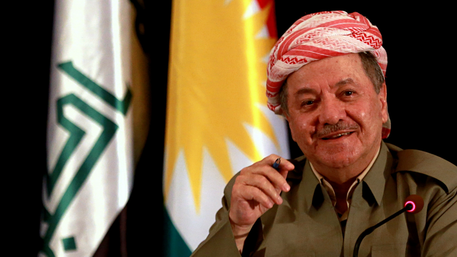 Massoud Barzani, speaks to reporters during a press conference at the Salah al-Din resort, in Irbil, Iraq, Sunday, Sept. 24, 2017. Barzani said Sunday, that the controversial vote on independence will go ahead as planned and that while the vote will be the first step in a long process to negotiate independence, the region’s “partnership” with the Iraqi central government in Baghdad is over. (AP Photo/Khalid Mohammed)