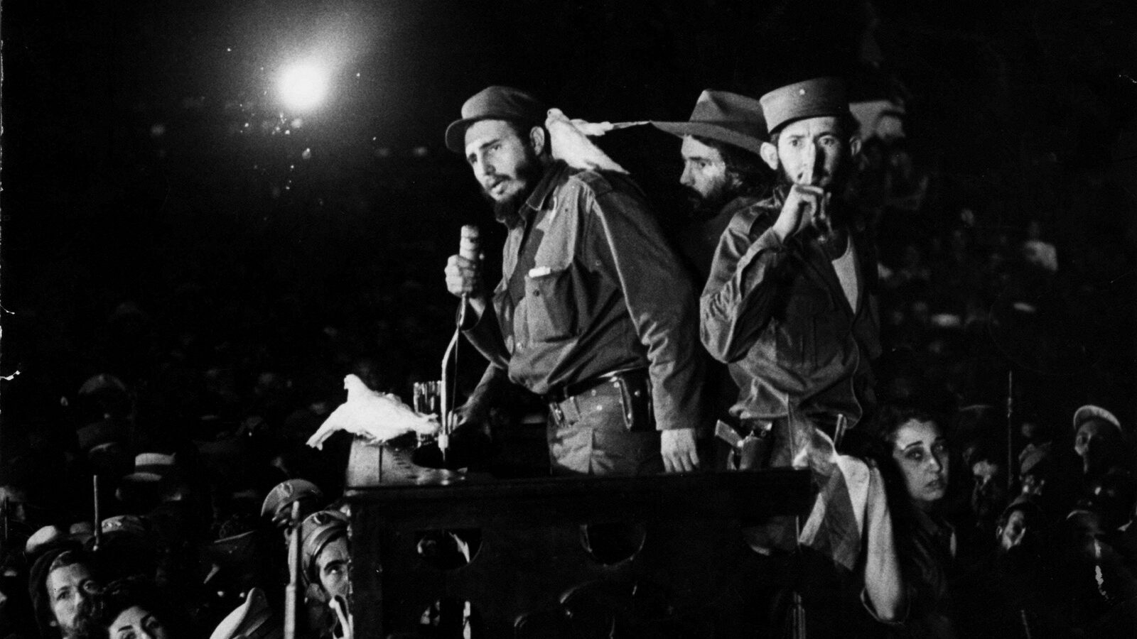 In this Jan. 8, 1959 file photo, Cuba's Fidel Castro speaks to supporters at the Batista military base "Columbia," now known as Ciudad Libertad, in Cuba. (AP Photo)