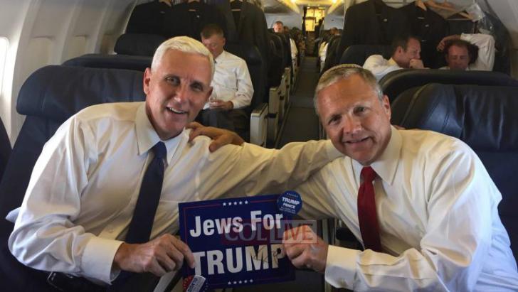 Talk show host Tom Rose (right) volunteered for the Israeli military during the first Gulf War. In 2014 he travelled to Israel with his longtime friend Mike Pence (left), in the company of Ambassador Dermer.