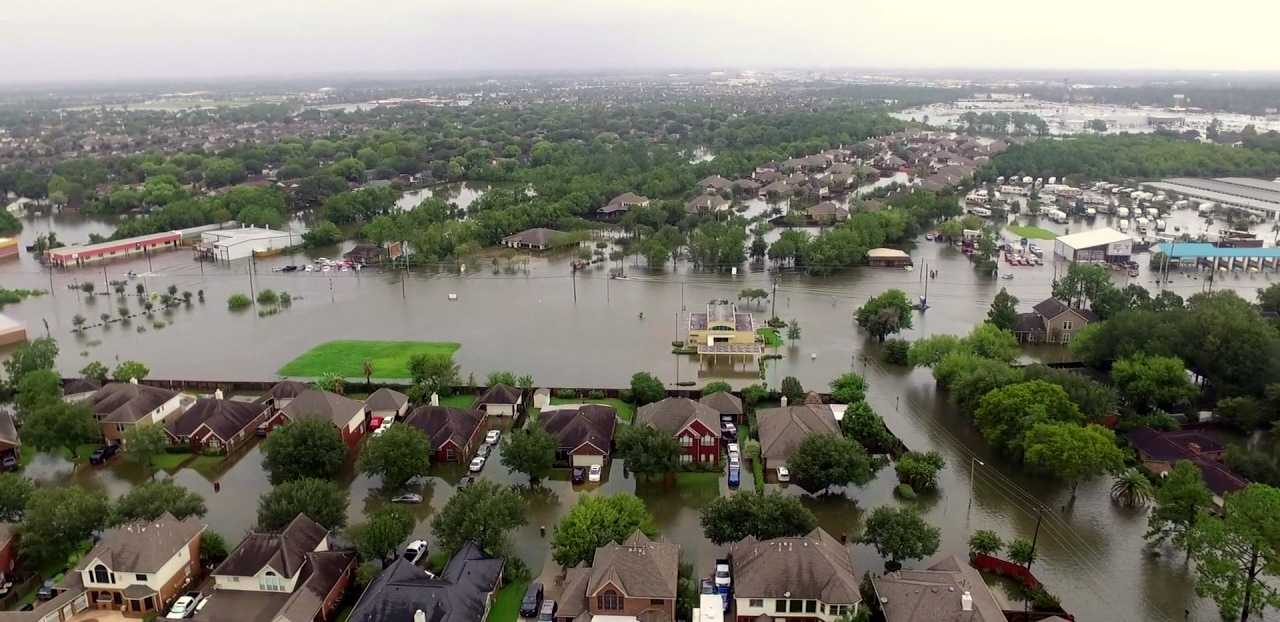 Damage is shown from Hurricane Harvey in Dickinson, Texas, August, 27, 2017. Photo: YouTube Screenshot)