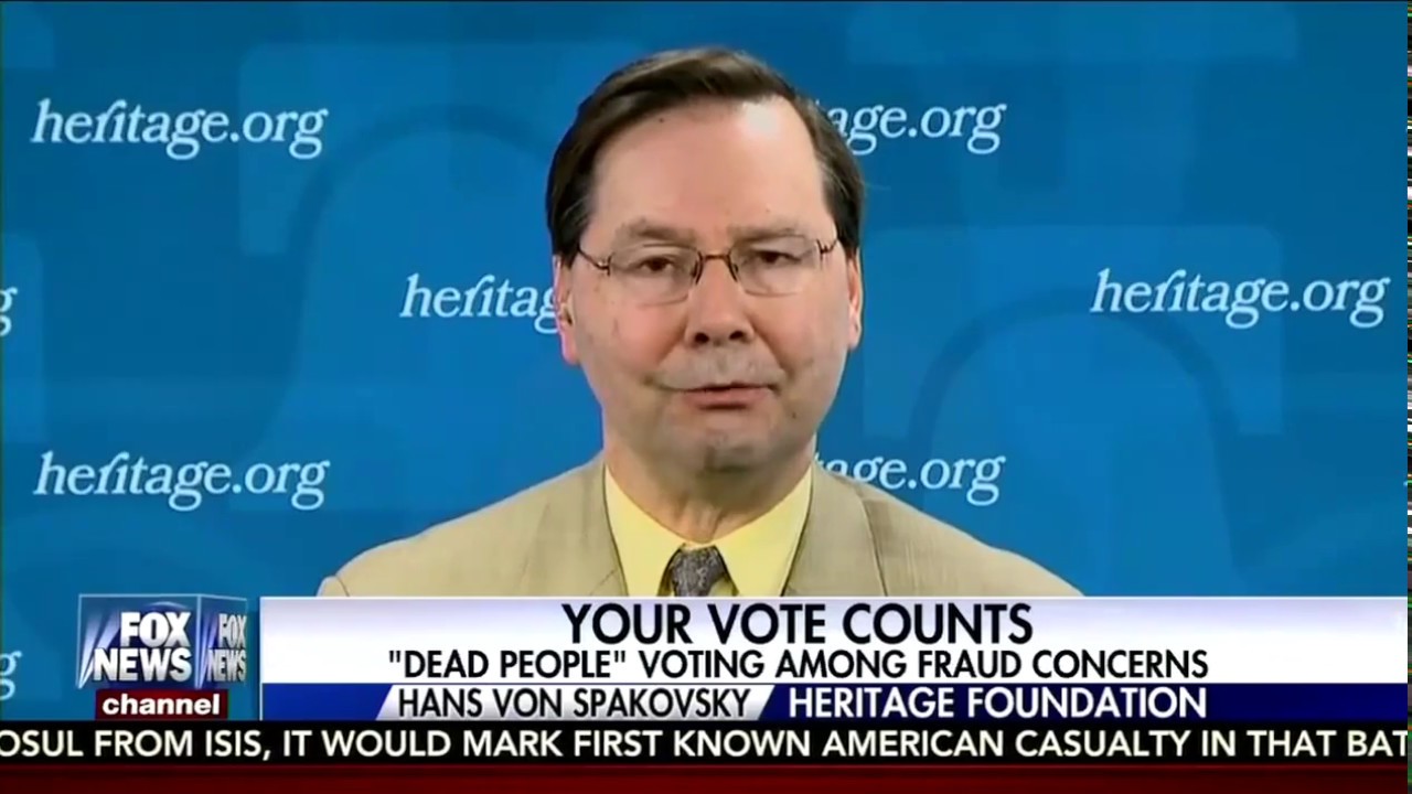 A frequent guest on conservative news outlets, Hans von Spakovsky has been dubbed the "Dark Prince of Voter Fraud Alarmism"