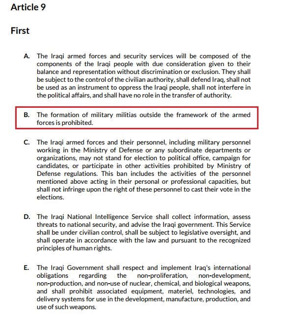 Article 9 section 1A of the Iraqi Constitution